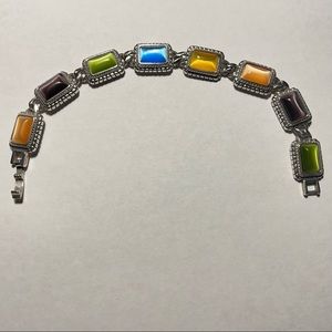 Vintage PREMIERE DESIGNS multi-color silver tone bracket Pre-owned